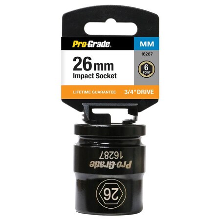 Pro-Grade Tools 3/4" Dr. 6 Pt. 26Mm Impact Socket 16287